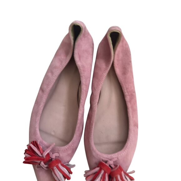 J CREW Pink Suede Tassle Pointed Flats Size 6.5 - Picture 6 of 8